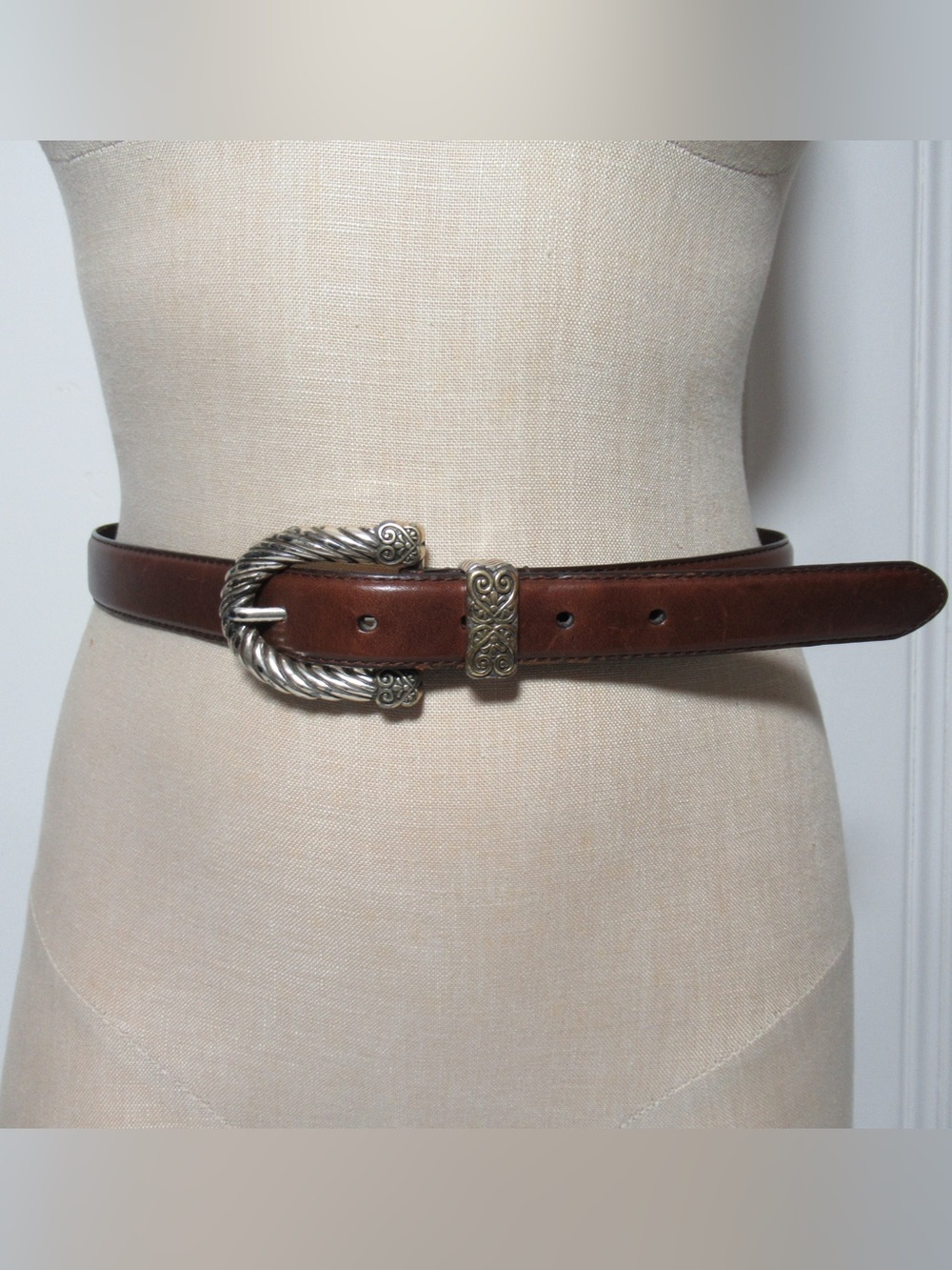 Fossil Western Brown Leather Belt Size Medium